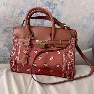 Fashion Nova Brown Paisley Crossbody Bag Purse